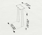 Technical drawing of a metal end table legs with dimensions