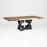 Metal Table Base 344 Chloris Petal 28.5" H – flower-inspired pedestal base handcrafted from heavy-duty powder-coated steel in matte black. This heavy-duty sculptural metal base features an elongated botanical petal silhouette and a sturdy foundation (1,000 lbs capacity; 34"L x 18"W). A premium DIY steel table base and modern furniture foundation specifically engineered to support a heavy live-edge tabletop, rectangular wood top, or marble slab in dining rooms.