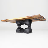 Metal Table Base 344 Chloris Petal 28.5" H – flower-inspired pedestal base handcrafted from heavy-duty powder-coated steel in matte black. This heavy-duty sculptural metal base features an elongated botanical petal silhouette and a sturdy foundation (1,000 lbs capacity; 34"L x 18"W). A premium DIY steel table base and modern furniture foundation specifically engineered to support a heavy live-edge tabletop, rectangular wood top, or marble slab in dining rooms.