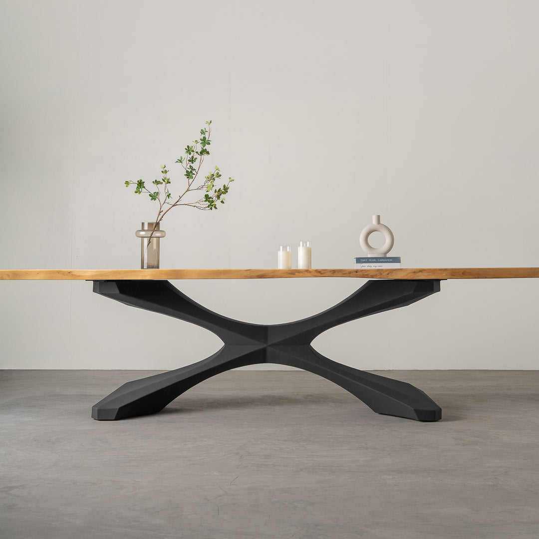 Metal Table Base - 306 Xerxes - 70, 27, 28H inch; dining table steel; table base mid century modern; iron table base; flowyline design; table legs; pedestal table base; coffee round base for table top
