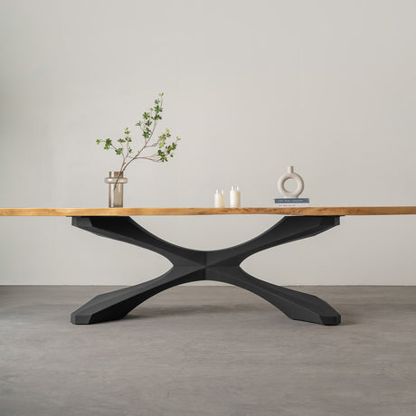 Metal Table Base - 306 Xerxes - 70, 27, 28H inch; dining table steel; table base mid century modern; iron table base; flowyline design; table legs; pedestal table base; coffee round base for table top