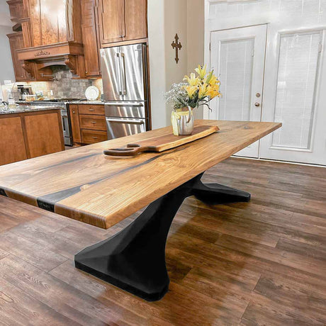 Metal Table Base - 306 Xerxes - 70, 27, 28H inch; dining table steel; table base mid century modern; iron table base; flowyline design; table legs; pedestal table base; coffee round base for table top