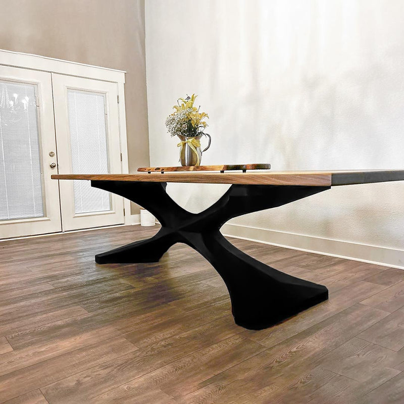 Metal Table Base - 306 Xerxes - 70, 27, 28H inch; dining table steel; table base mid century modern; iron table base; flowyline design; table legs; pedestal table base; coffee round base for table top