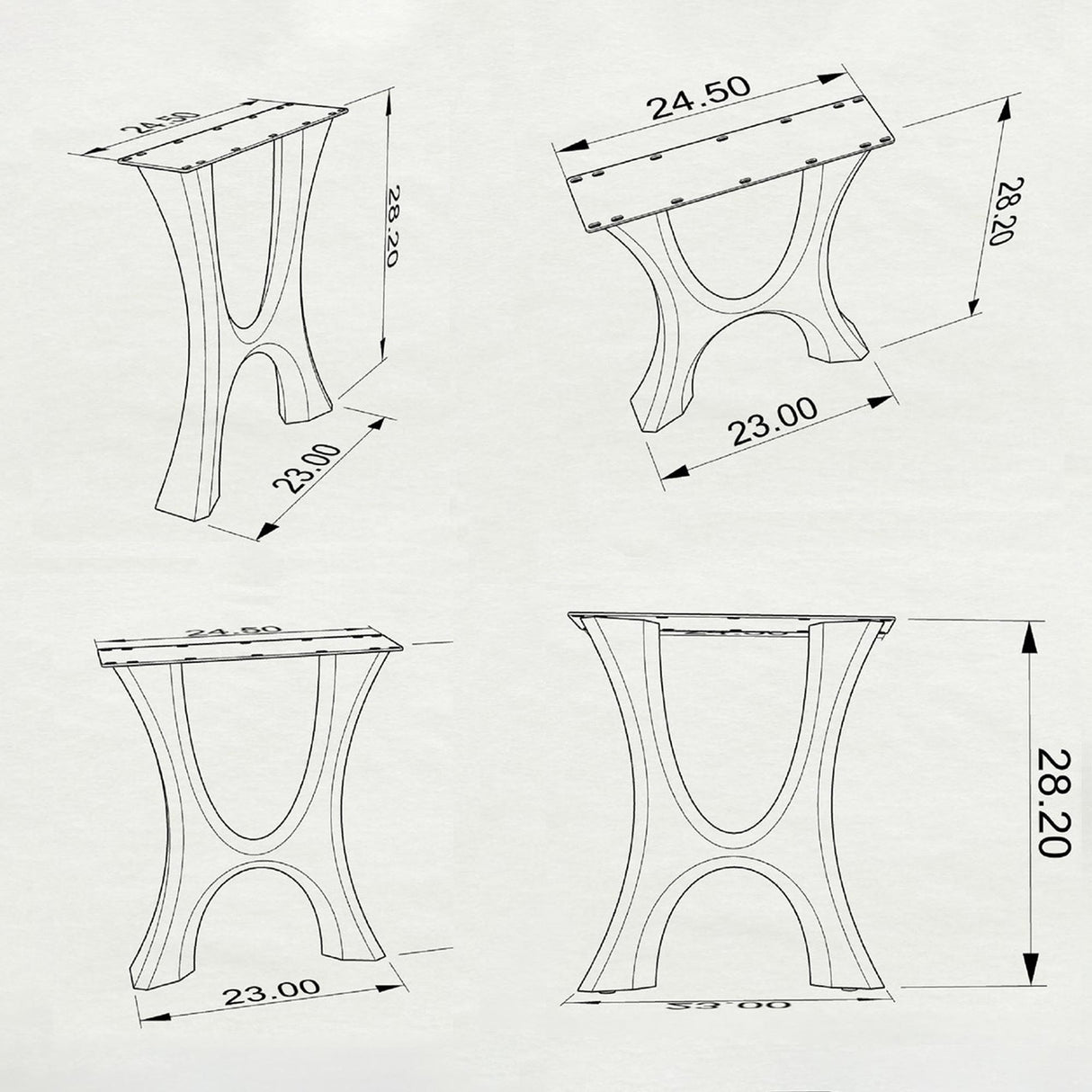 Furniture Legs 405 Haru 28H Modern Metal Dining Table Legs - Set of 2 pcs table legs modern desk live edge table legs industrial wood dining table office desk iron wood table legs sofa large dining table industrial & rustic style heavy duty
