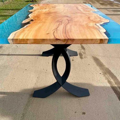 Metal Table Legs - 418 Curva - 25W, 28H inch - Set of 2 pcs metal table legs furniture steel flowyline design dining table home and living pub furniture Handmade Furniture Side Table iron epoxy dining table desk legs industrial & rustic style heavy duty flowyline design