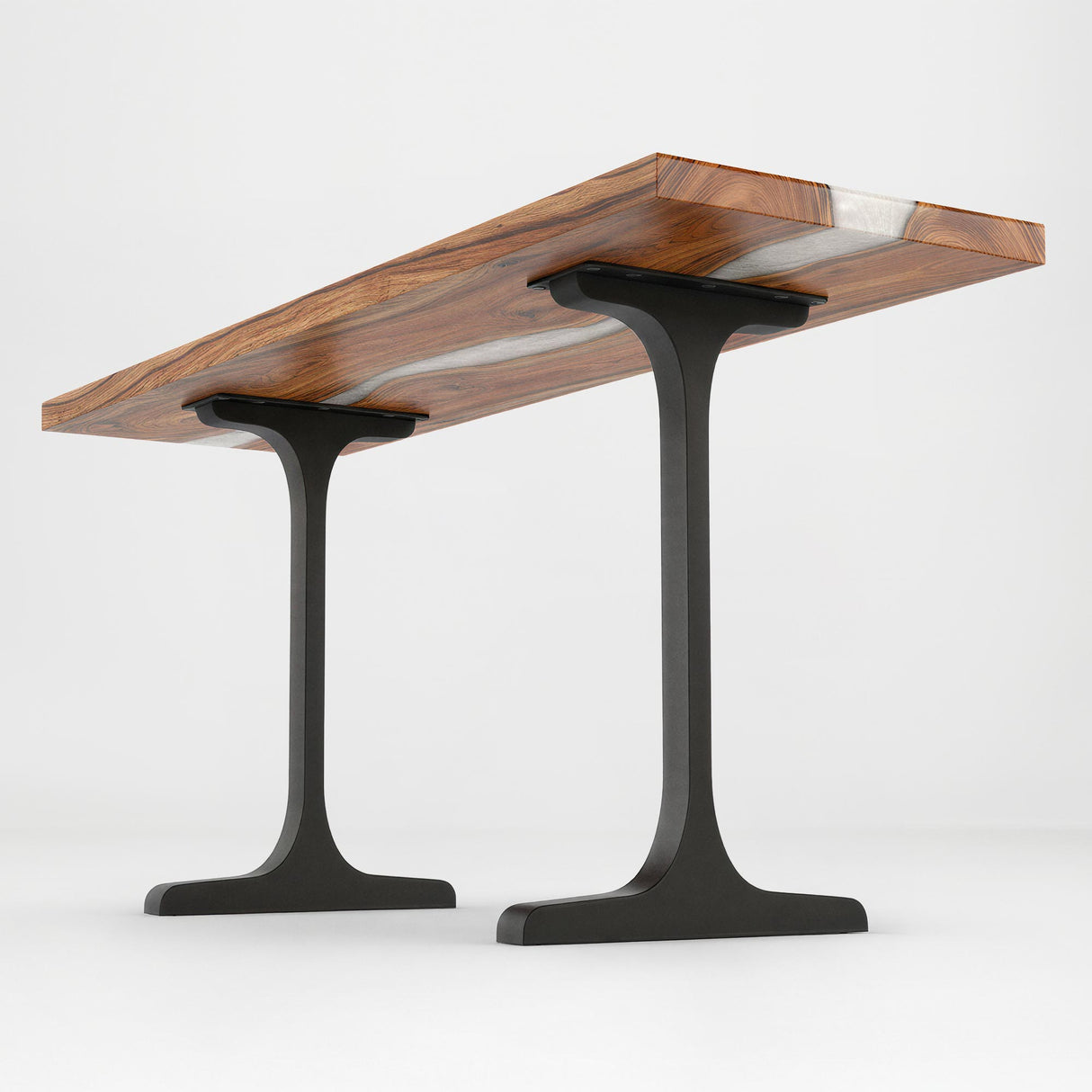 Counter table set up in a home interior with 613 Wineglass 34" H metal counter table legs providing clean modern support.