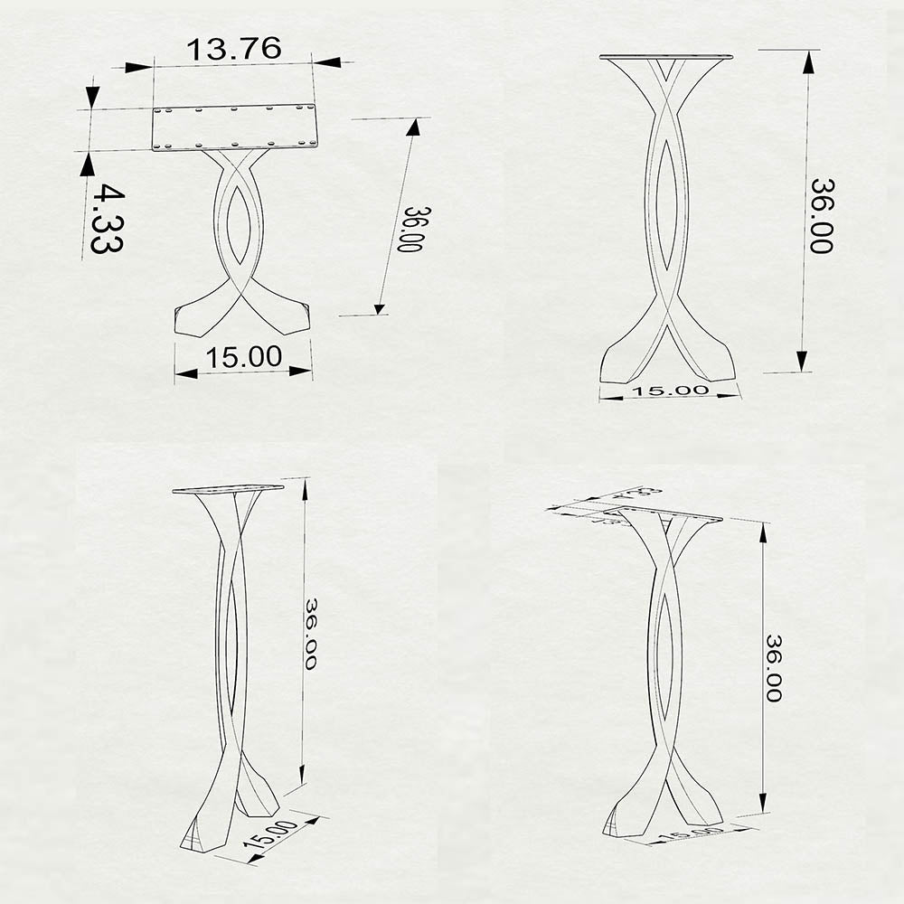 Counter Table Legs 602 Curva 36.3