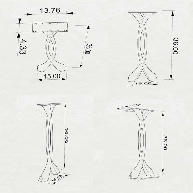 Metal Counter & Bar Table Legs - Curva - 36H, 40H inch - Set of 2 pcs metal table legs console table side outdoor handmade furniture sofa table legs cast iron base writing table entryway table round counter height table bar table