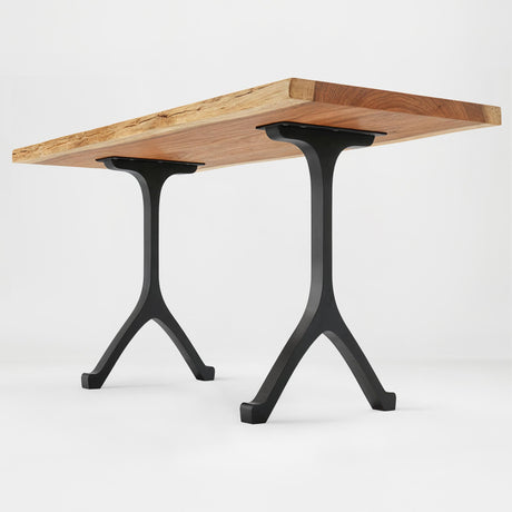 Modern counter table with 612 Wishbone 34" H metal counter table legs supporting a wooden top, showcasing sleek counter table legs metal design.height table