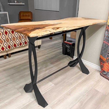 Metal Console Table Legs - 207 Curva - 16W, 28H inch - Set of 2 pcs metal table legs console table legs Furniture Legs counter table side table legs handmade furniture media console Wood entryway table flowyline design round counter height table