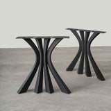 Metal Table Legs - 420 Akro - 24W, 28H inch - Set of 2 pcs metal table legs furniture dining table wooden legs steel flowyline design iron live edge table legs wood sofa hallway table entryway table industrial & rustic style heavy duty flowyline design