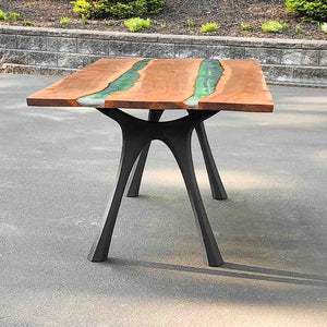 Metal Table Legs - 414 Hatty - 24W, 28H inch - Set of 2 pcs metal table legs furniture live edge slab dining table kitchen and dining handmade furniture entryway table office desk flowyline design industrial & rustic style heavy duty flowyline design