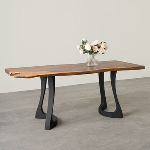 Metal Table Legs - 436 Uzar - 21W, 28H inch - Set of 2 pcs metal table legs round dining table kitchen handmade furniture home and living desk legs modern desk steel iron table legs flowyline design table legs for round table