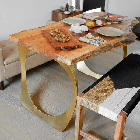 Gold Brass Table Legs - 442 Cleo - 22W, 28H inch - Set of 2 pcs metal table legs brass table legs steel flowyline design outdoor furniture metal legs for table dining table side table handmade furniture modern desk office desk brass desk industrial & rustic style heavy duty flowyline design