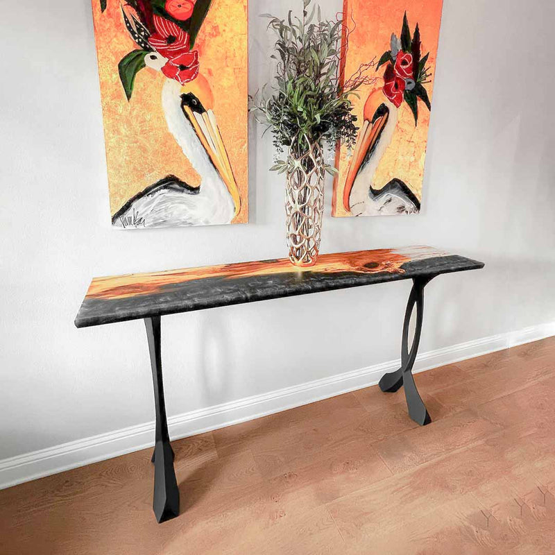 Metal Console Table Legs - 207 Curva - 16W, 28H inch - Set of 2 pcs metal table legs console table legs Furniture Legs counter table side table legs handmade furniture media console Wood entryway table flowyline design round counter height table