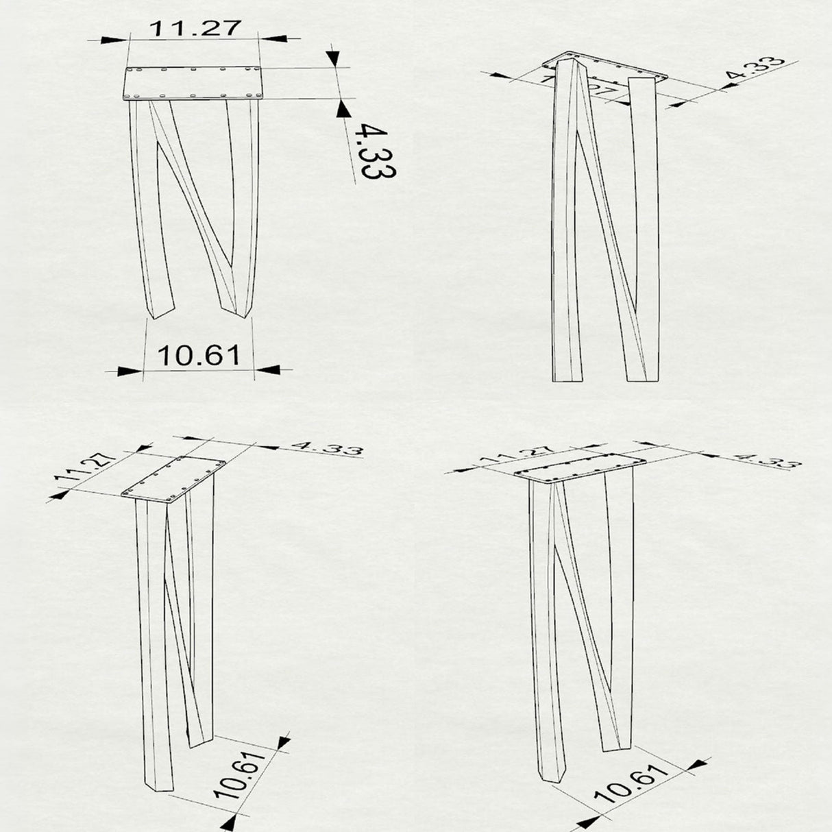 Metal Console Table Legs - 210 Norah - 10W, 28H inch - Set of 2 pcs metal table legs desk counter table side table Narrow Console Table handmade furniture counter height pipe counter base console table legs hallway table console table narrow round counter height table bar table