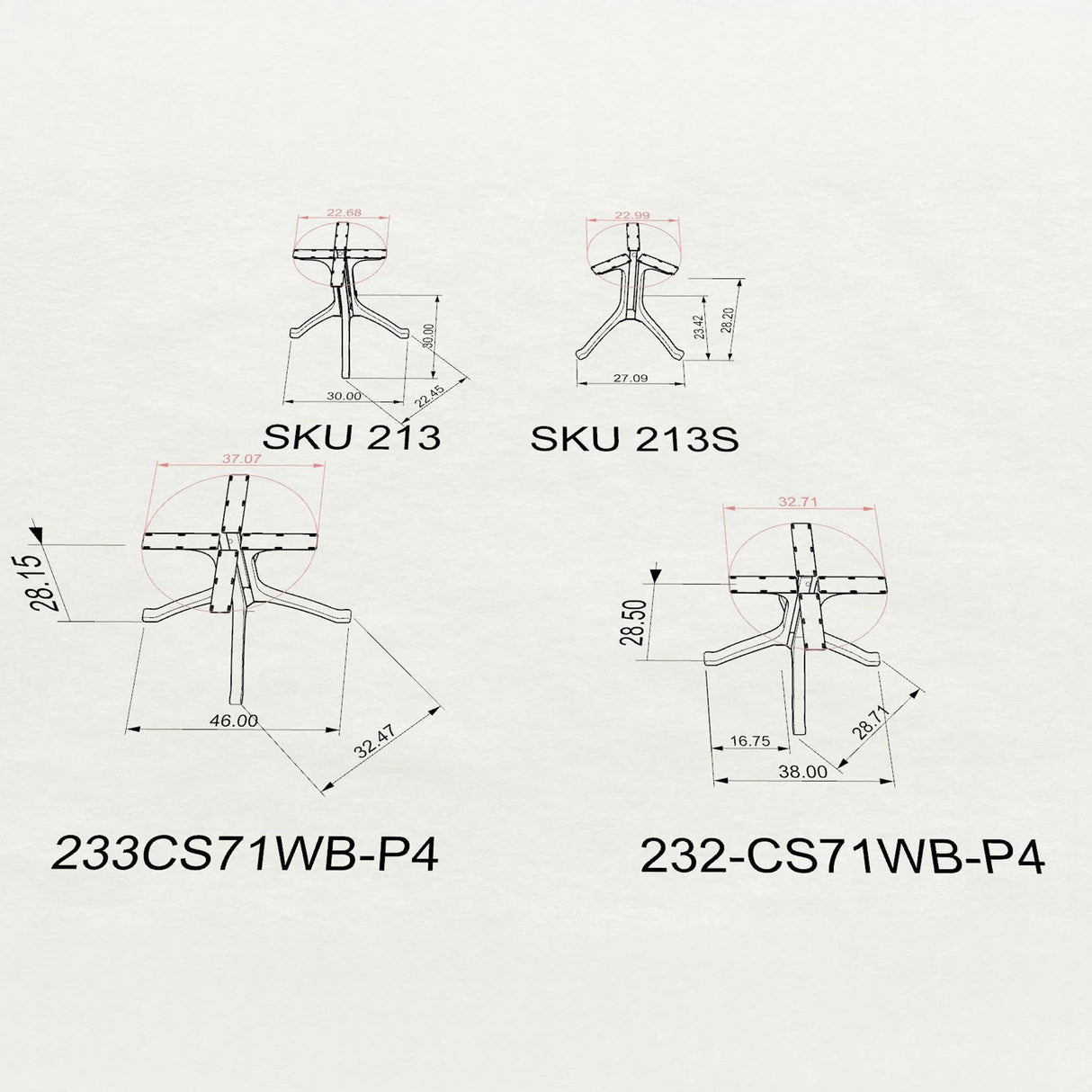 Table Base 213 Wishbone 28H for Round Dining Tabletop table base metal table base dining table base table base only - 3d drawings