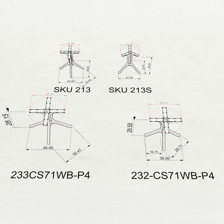 Table Base 213 Wishbone 28H for Round Dining Tabletop table base metal table base dining table base table base only - 3d drawings