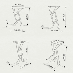 Metal Console Table Legs - 203 Draco - 14W, 28H inch - Set of 2 pcs metal table legs coffee table counter table console table dining table side table mid century modern Wood Console Table NarrowLive Edge entryway table console table narrow diy round counter height table bar table