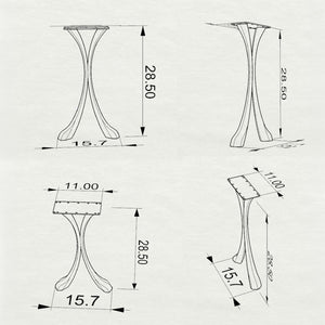 Metal Console Table Legs - 209 Xeni - 15W, 28H inch - Set of 2 pcs metal table legs dining table side table legs counter table console table sofa table legs iron table legs live edge table legs modern desk entryway table flowyline design round counter height table bar table