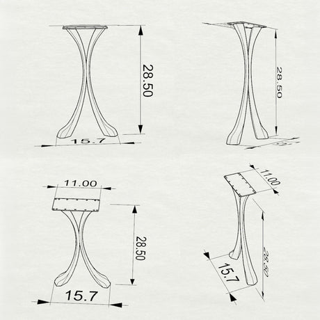Metal Console Table Legs - 209 Xeni - 15W, 28H inch - Set of 2 pcs metal table legs dining table side table legs counter table console table sofa table legs iron table legs live edge table legs modern desk entryway table flowyline design round counter height table bar table