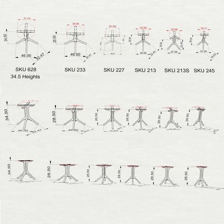 Table Base 213 Wishbone 28H for Round Dining Tabletop table base metal table base dining table base table base only - 3d drawings