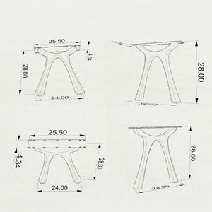 Black Metal Table Base 414 Hatty 28" H – Minimalist contemporary table base set (2 pieces) handcrafted from heavy-duty powder-coated steel in matte black. These industrial metal dining bases provide an ultra-sturdy foundation (1,000 lbs capacity; 23.6"L x 3.3"W). A premium DIY steel table base engineered with an expansive, precision-drilled 25.5" x 4.3" mounting plate to securely support a heavy live-edge tabletop, marble slab, or wood dining top.