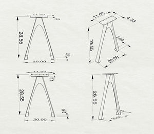 Metal Table Legs - 434 Arlo - 22W, 28H inch - Set of 2 pcs metal table legs furniture dining table kitchen and dining woodwork iron live edge wood sofa hallway table office desk flowyline design industrial & rustic style heavy duty