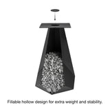 Metal Table Base 339 Facis 28.5" H – geometric pedestal base handcrafted from heavy-duty powder-coated steel in matte black. This sculptural metal base features sharp lines and a wide sturdy foundation (1,000 lbs capacity), specifically engineered to support a heavy live-edge tabletop, round wood top, or marble slab. A premium DIY steel table base and modern furniture foundation that brings a strong presence to custom dining room tables and creative studio spaces.