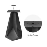 Metal Table Base 339 Facis 28.5" H – geometric pedestal base handcrafted from heavy-duty powder-coated steel in matte black. This sculptural metal base features sharp lines and a wide sturdy foundation (1,000 lbs capacity), specifically engineered to support a heavy live-edge tabletop, round wood top, or marble slab. A premium DIY steel table base and modern furniture foundation that brings a strong presence to custom dining room tables and creative studio spaces.