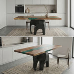 Metal Table Base 802 Elephas 28.5" H – elephant-inspired powder-coated steel base, ideal for custom dining tables or statement pieces. Biomorphic design suits modern and minimalist spaces, supporting wood, glass, or stone tops.