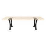 Bench Legs 108B Curva 16H Modern bench featuring cruved design metal bench legs supporting a live-edge wooden top.