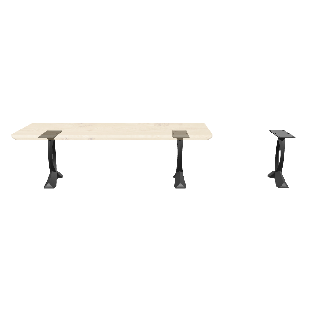 AR view of 108/128 Curva cruved design metal bench legs.