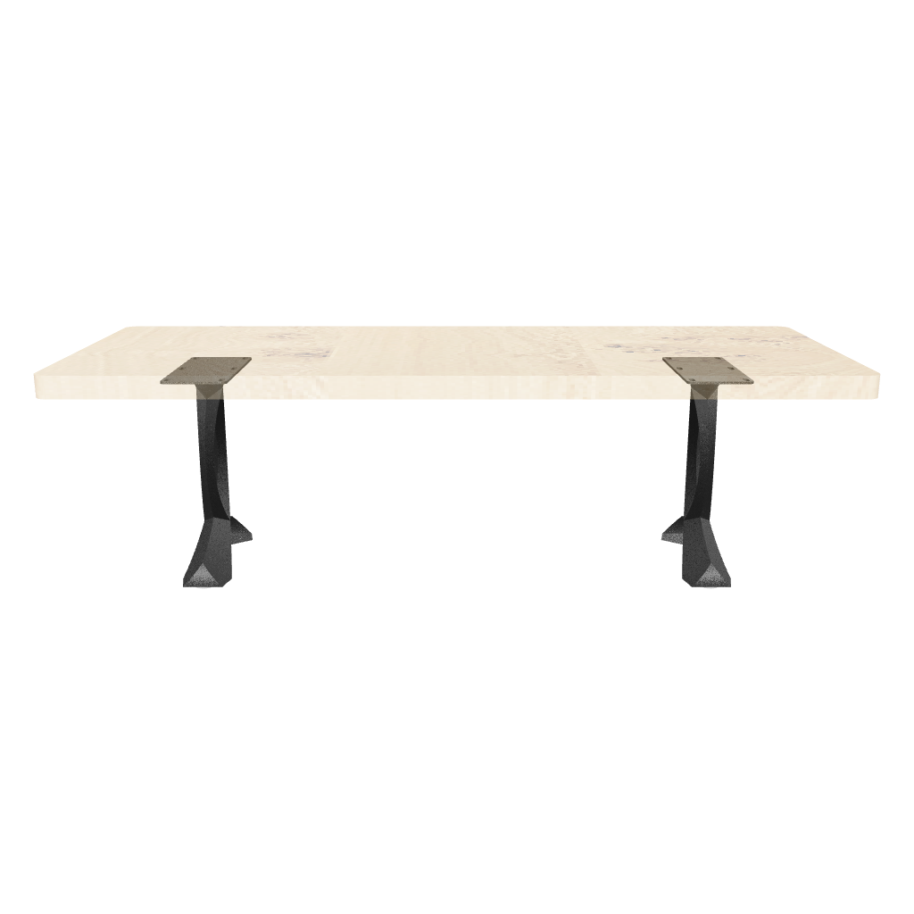 Bench Legs 108B Curva 16H Modern bench featuring cruved design metal bench legs supporting a live-edge wooden top.