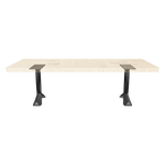 Bench Legs 108B Curva 16H Modern bench featuring cruved design metal bench legs supporting a live-edge wooden top.