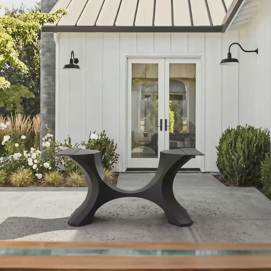 Metal Table Base - 310 Hoshi - 50, 21, 28H inch metal table legs table base steel mid century modern Pedestal stand kitchen base for table top trestle table base granite iron flowyline design home and living industrial and rustic style heavy duty