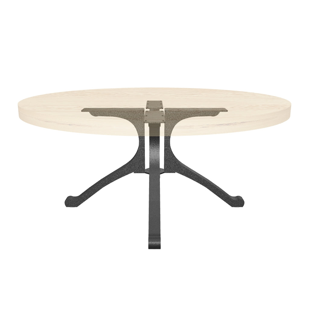 Metal Coffee Table Base 228 Wishbone 16" | 16.5" H – Mid-Century modern interlocking table base set available in a 3-piece or 4-piece configuration. Handcrafted from heavy-duty powder-coated steel in matte black, this metal coffee table base creates a geometric sturdy foundation (500 lbs capacity). A premium DIY steel table base engineered to support a heavy live-edge tabletop, round wood top, or marble slab in modern living rooms.