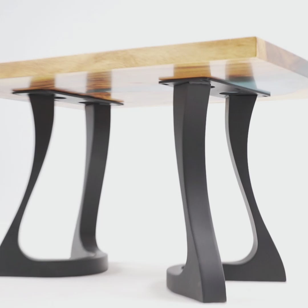 Bench Legs 117 Uzar 16H for Woodworking, Live Edge Tabletop Flowyline Design Coffee Table Base for DIY furniture dining home decor epoxy woodworkbench steel table legs farmhouse outdoor bench metal coffee table round stool legs modern desk small bench charcuterie narrow wood bench modern metal legs for bench