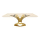 Brushed Gold Table Base 304 Dentro 28.5" H – contemporary Mid-Century modern pedestal base handcrafted from premium stainless steel in a luxurious brushed gold finish. This sculptural metal dining base provides an ultra-sturdy, single-piece strong foundation (1,000 lbs capacity; 31.5"L x 22.4"W). A high-end DIY steel table base and premium furniture foundation engineered to securely support a heavy live-edge tabletop, thick marble slab, or wood dining top.