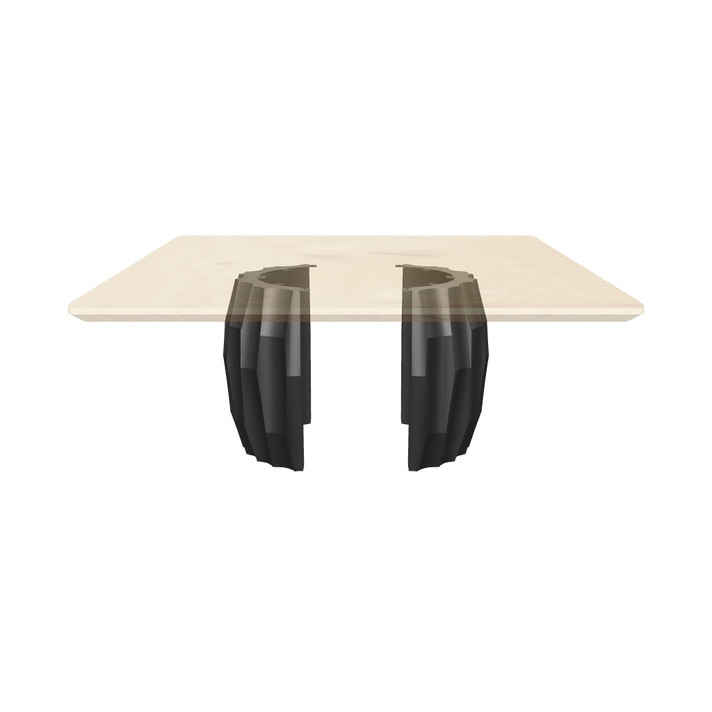 Black Metal Table Base 312 Tulipe 28" H – Minimalist modern pedestal base handcrafted from heavy-duty powder-coated steel in matte black. This sculptural metal dining base features a unique hollow design for gravel-filling to maximize stability and a sturdy foundation (1,000 lbs capacity; 24.2"L x 10.6"W). A premium DIY steel table base engineered with a large 27.6" x 11" pre-drilled mounting plate to support a heavy live-edge tabletop, marble slab, or wood dining top.