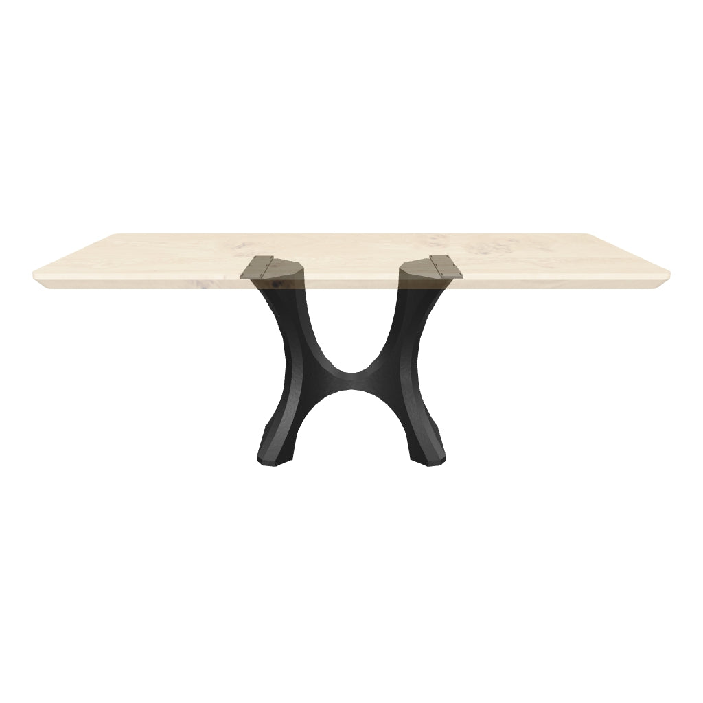 Black Metal Table Base 322 Haru 28" H – Scandinavian minimalist pedestal base handcrafted from heavy-duty powder-coated steel in matte black. This sculptural metal dining base features a unique hollow design for gravel-filling to maximize stability and a sturdy foundation (1,000 lbs capacity; 28"L x 16"W). A premium DIY steel table base engineered with a wide 17.7" pre-drilled mounting plate to securely support a heavy live-edge tabletop, marble slab, or wood dining top.