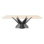 Black Metal Table Base 324 Kruna 28" H – Modern industrial pedestal base handcrafted from heavy-duty powder-coated steel in matte black. This sculptural metal dining base features a bold branching design and a sturdy foundation (1,000 lbs capacity) available in three base widths: 27.6" (324S), 35.4" (324B), or 45.3" (324G). A premium DIY steel table base engineered with an expansive, wide-format pre-drilled mounting plate to securely support a massive live-edge tabletop, heavy marble slab, or wood dining to