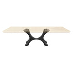 Black Metal Table Base 328 Flutter 28.2" H – Mid-Century modern pedestal base handcrafted from heavy-duty powder-coated steel in matte black. This sculptural metal dining base features a dynamic "Flutter" design and a sturdy foundation (1,000 lbs capacity; 43.3"L x 21.7"W). A premium DIY steel table base engineered with a professional-grade pre-drilled mounting plate to securely support a heavy live-edge tabletop, marble slab, or wood dining top.