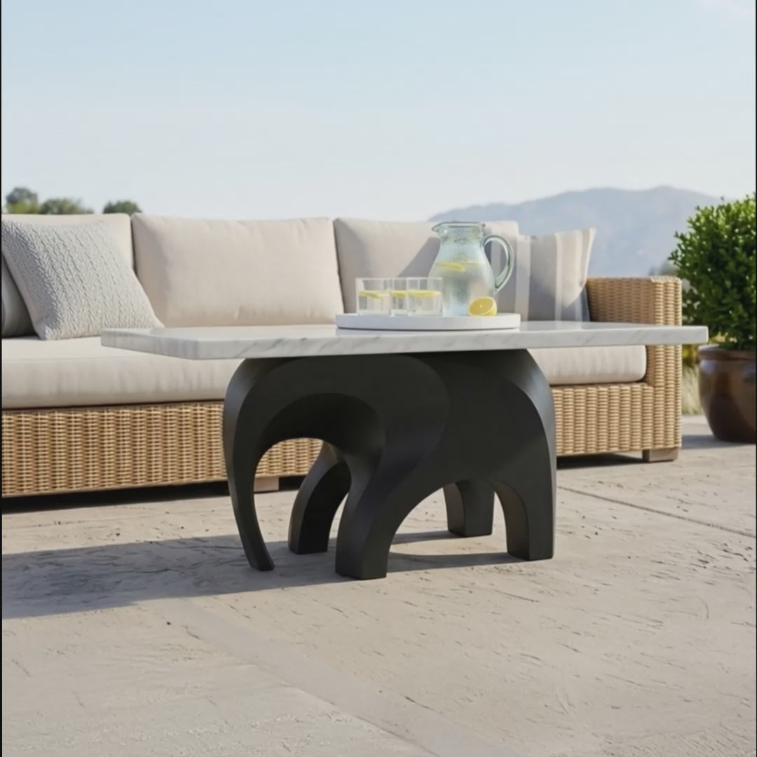 Metal End Table Base 802S Elephas 20" H – sculptural elephant-inspired pedestal base handcrafted from powder-coated steel. This sturdy metal base provides a solid foundation for custom side tables, nightstands, and entryway accent tables. A perfect DIY furniture base, metal coffee table base, and pedestal table base for minimalist or farmhouse interiors, designed as a heavy-duty steel table base for stone, glass, or wood tops.