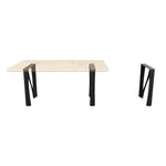 Black Metal Table Base 407 Norah 28" H – Mid-Century modern table base set (2 pieces) featuring a graceful, organic silhouette handcrafted from heavy-duty powder-coated steel in matte black. These artisanal metal dining bases provide an ultra-sturdy foundation (1,000 lbs capacity; 24.8"L x 4"W). A premium DIY steel table base engineered with an expansive, precision-drilled 24.8" x 4.3" mounting plate to securely support a heavy live-edge tabletop, marble slab, or wood dining top.