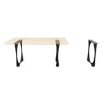 Black Metal Table Base 422 Oria 28.5" H – Minimalist architectural table base set (2 pieces) featuring a sophisticated, angular silhouette handcrafted from heavy-duty powder-coated steel in matte black. These sculptural metal dining bases provide an ultra-sturdy foundation (1,000 lbs capacity; 26"L x 3.6"W). A premium DIY steel table base engineered with an expansive, precision-drilled 25.5" x 4.7" mounting plate to securely support a heavy live-edge tabletop, marble slab, or wood dining top.