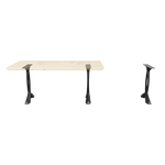 White background product display showing wooden table paired with 423 Curva 28" H curved design metal legs for table