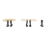 Black Metal Table Base 436 Uzar 28" H – Contemporary urban-industrial table base set (2 pieces) featuring a bold, angular profile handcrafted from heavy-duty powder-coated steel in matte black. These architectural metal dining bases provide an ultra-sturdy foundation (1,000 lbs capacity; 21.7"L x 9.6"W). A premium DIY steel table base engineered with a precision-drilled 20" x 4.3" mounting plate to securely support a heavy live-edge tabletop, marble slab, or wood dining top.