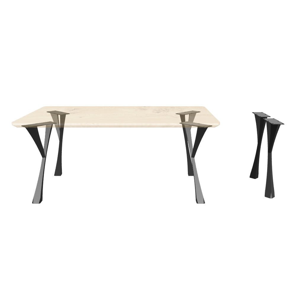 Black Metal Desk Base 507 Yami 28.2" H – Contemporary urban-industrial desk base set (4 pieces) featuring a sophisticated, architectural profile handcrafted from heavy-duty powder-coated steel in matte black. These premium metal desk bases provide an ultra-sturdy foundation (1,000 lbs capacity; 4.5"L x 3.1"W). A high-end DIY steel desk base engineered with an expansive, precision-drilled 13.2" x 5.3" mounting plate to securely support a heavy live-edge tabletop, marble slab, or wood desk top.