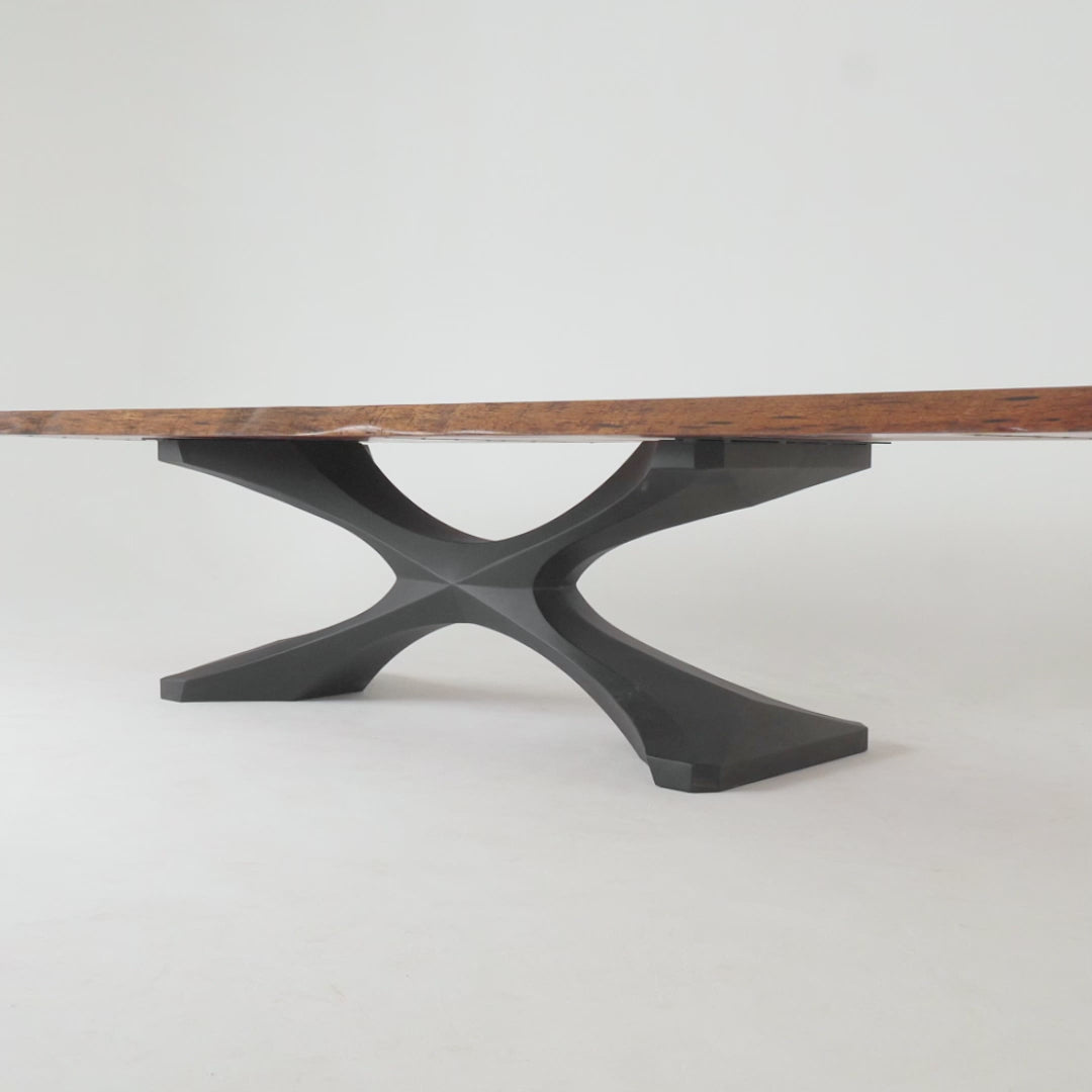 Metal Table Base - 306 Xerxes - 70, 27, 28H inch; dining table steel; table base mid century modern; iron table base; flowyline design; table legs; pedestal table base; coffee round base for table top